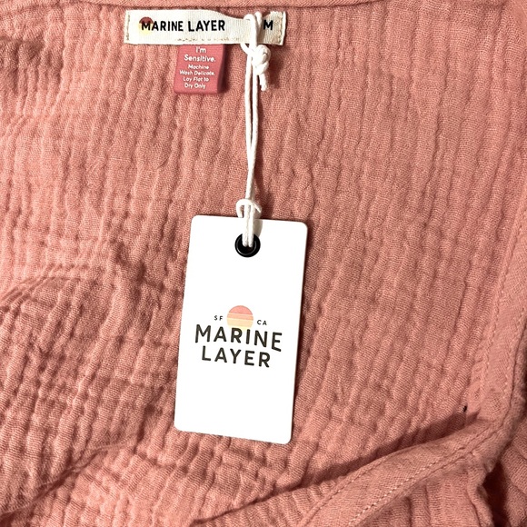 Marine Layer Cotton Gauzy Crinkled Flutter Sleeve Cami in Rosette NWT Medium - Picture 6 of 8